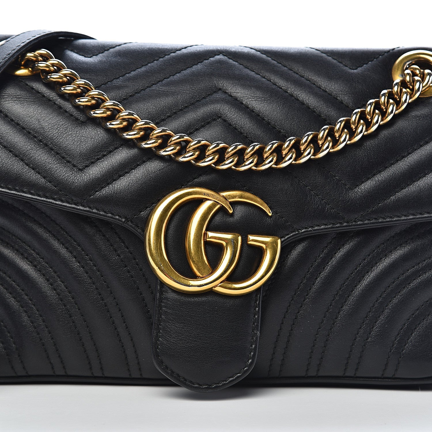 Gucci Calfskin Matelasse Small GG Marmont Shoulder Bag Black 12 of 12