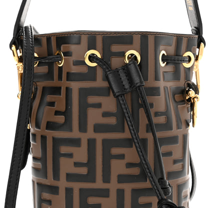 Fendi Vitello Liberty F is Fendi Bi-Color FF 1974 Embossed Mini Mon Tresor Bucket Bag Maya Black 8 of 10