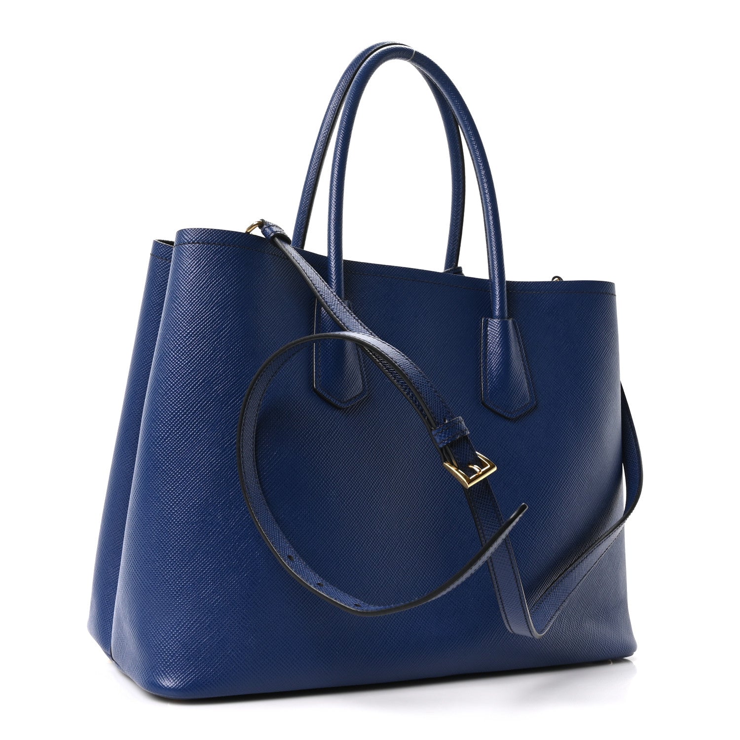 Prada Saffiano Cuir Large Double Bag Inchiostro 3 of 9