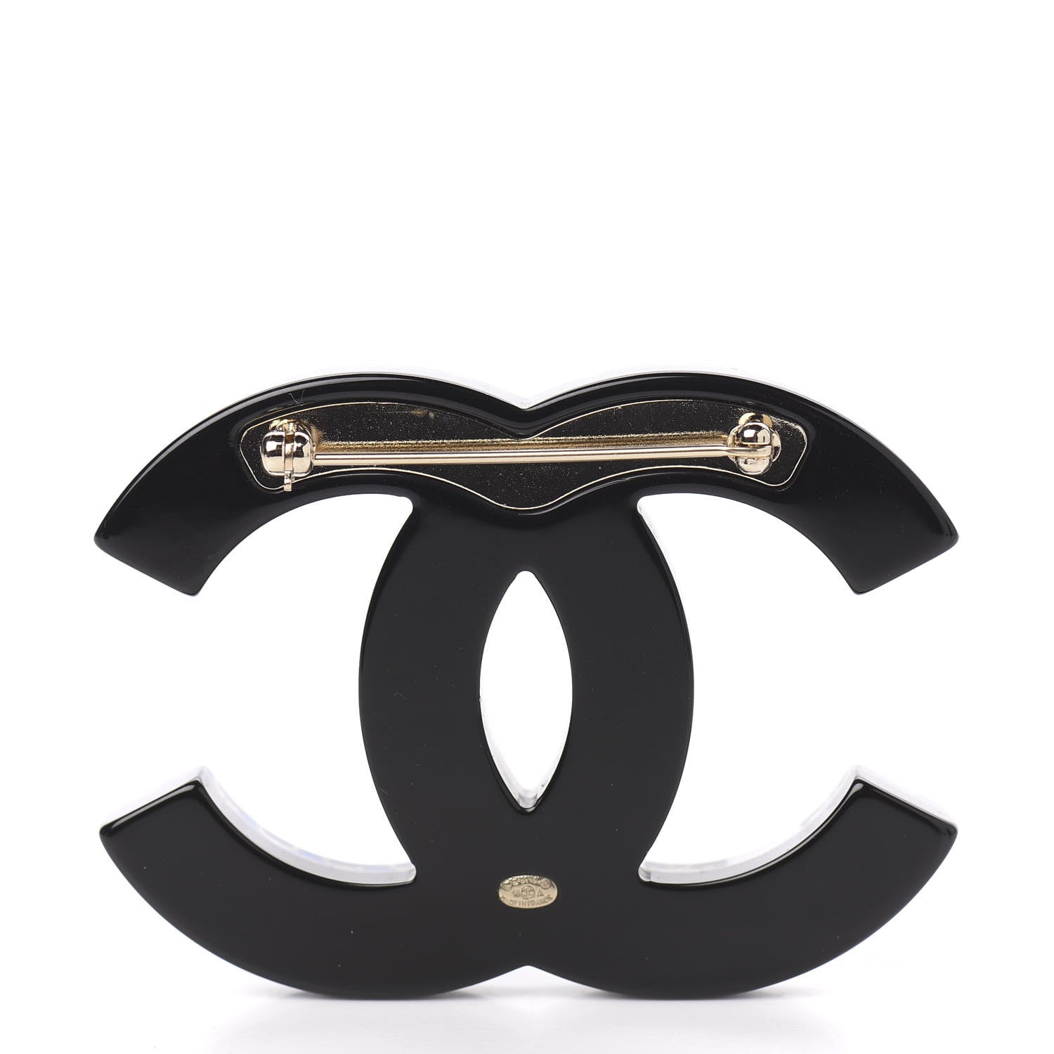 Chanel Crystal Enamel Stripe CC Brooch Gold Blue White 2 of 3