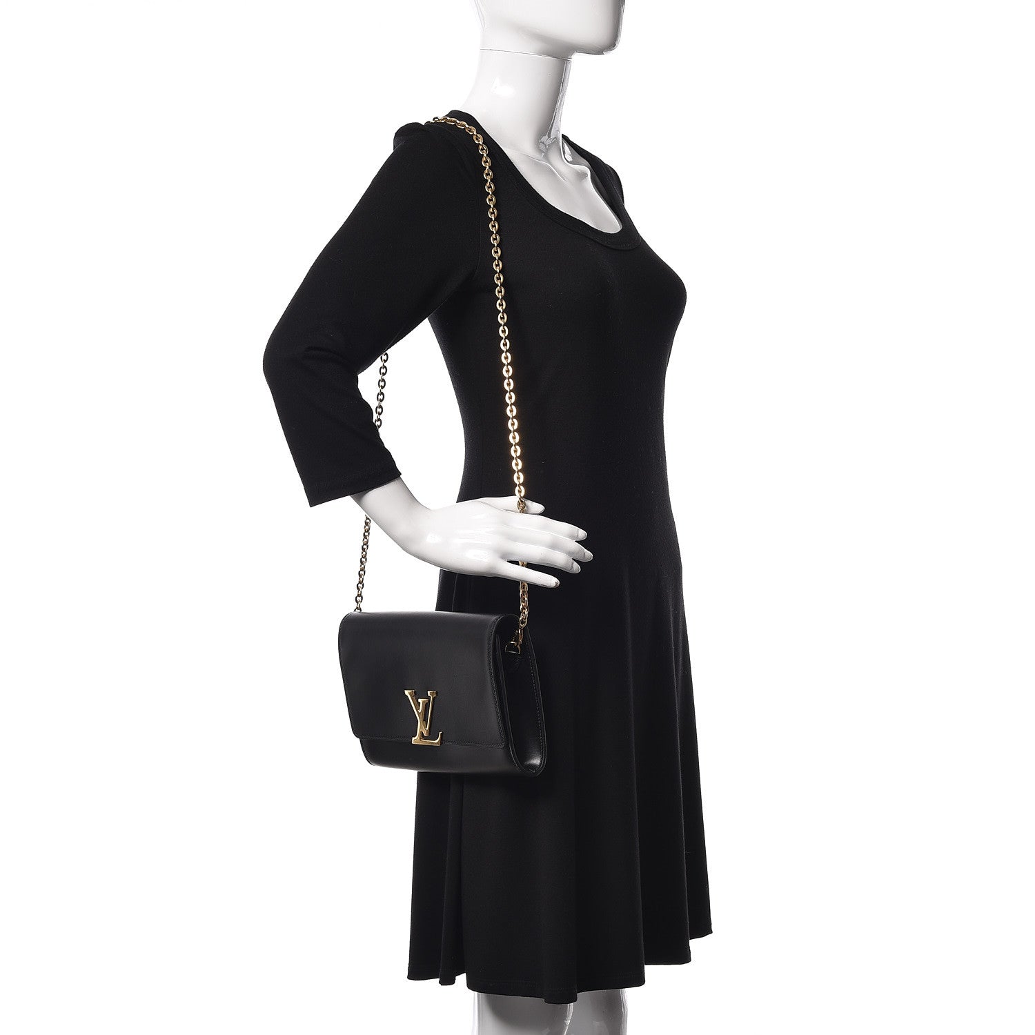 Louis Vuitton Calfskin Chain Louise GM NM Black 2 of 25