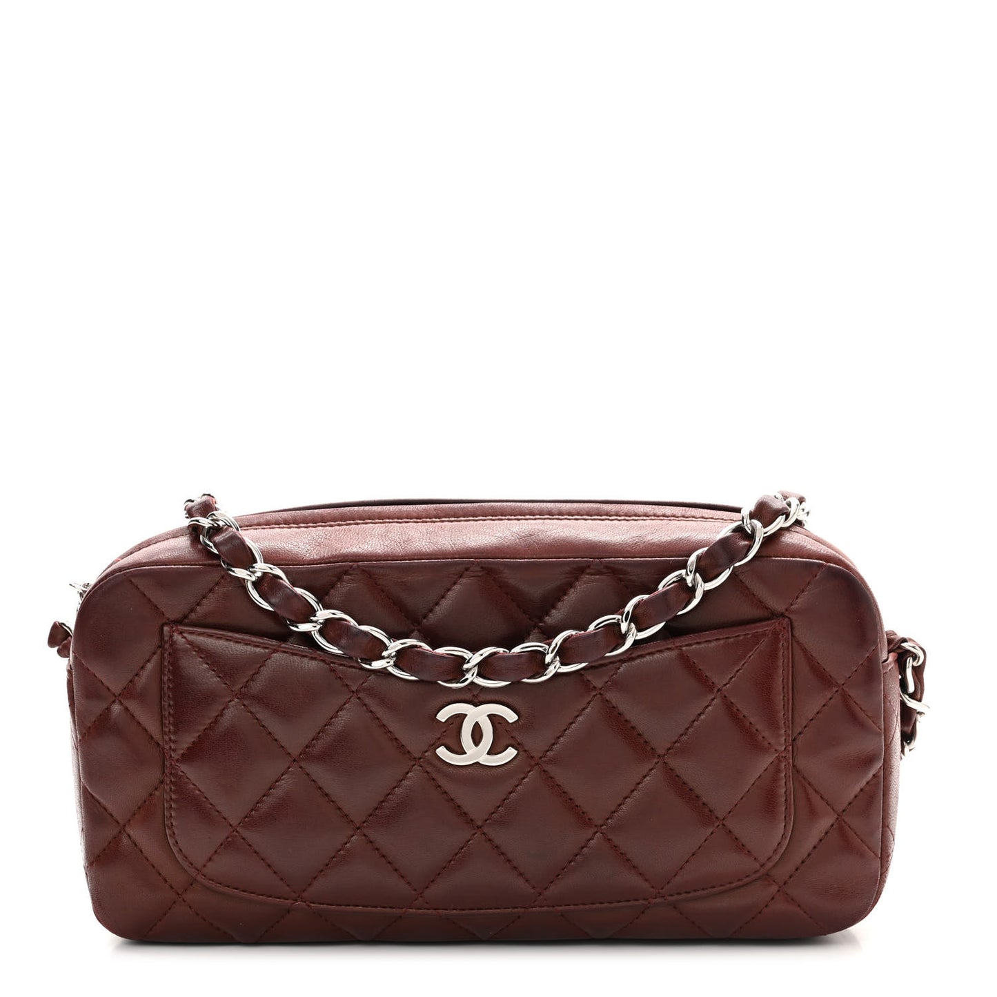 Lambskin Quilted Timeless Camera Case Burgundy Burgundy
