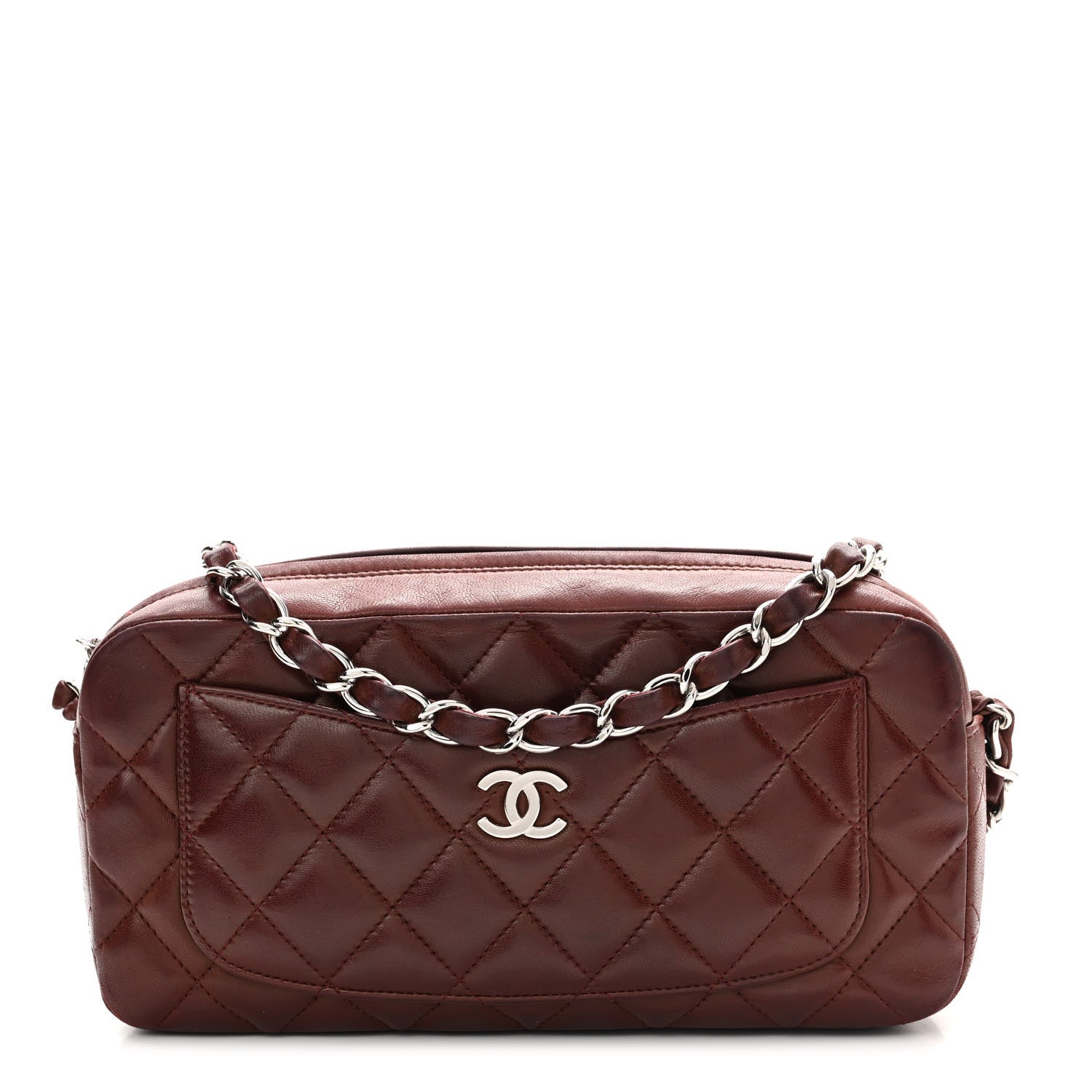 Chanel Lambskin Quilted Timeless Camera Case Burgundy Burgundy 1 of 14