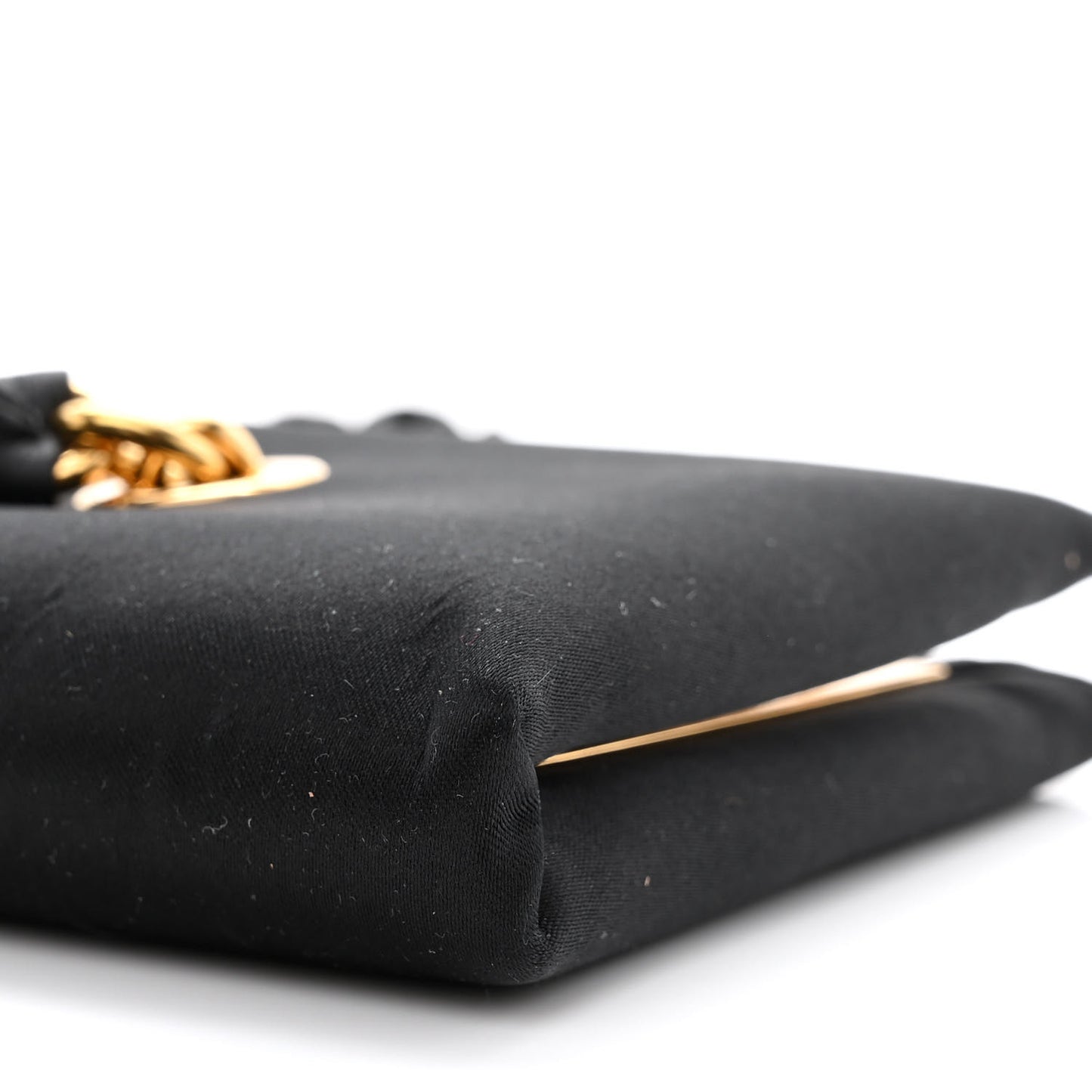 Satin Small Chain Clutch Bag Black