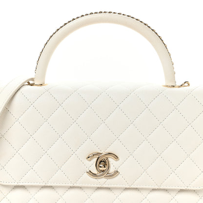 Chanel Caviar Quilted Small Chain Coco Handle Flap White 8 of 11