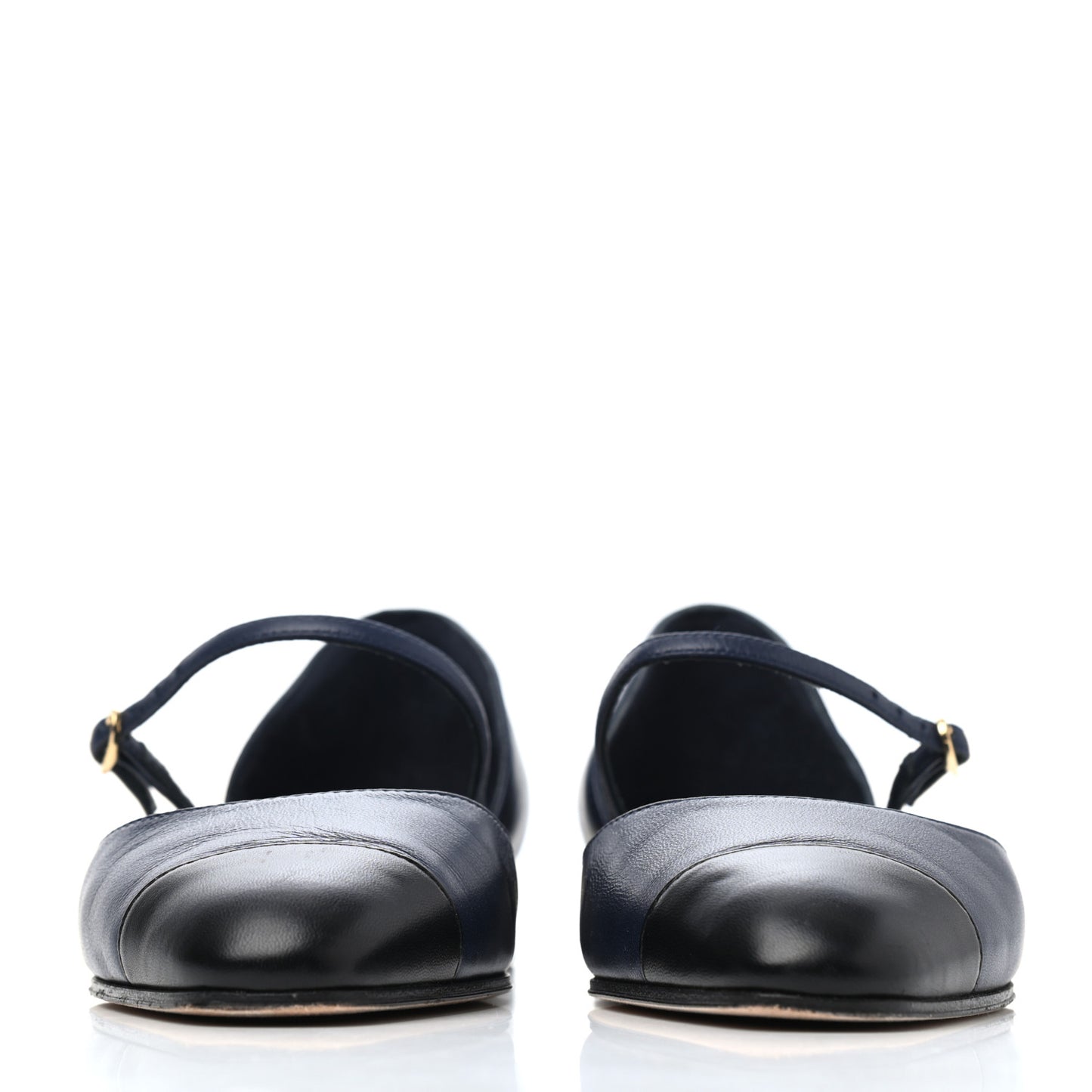 Lambskin Cap Toe CC Flats 36 Navy Black