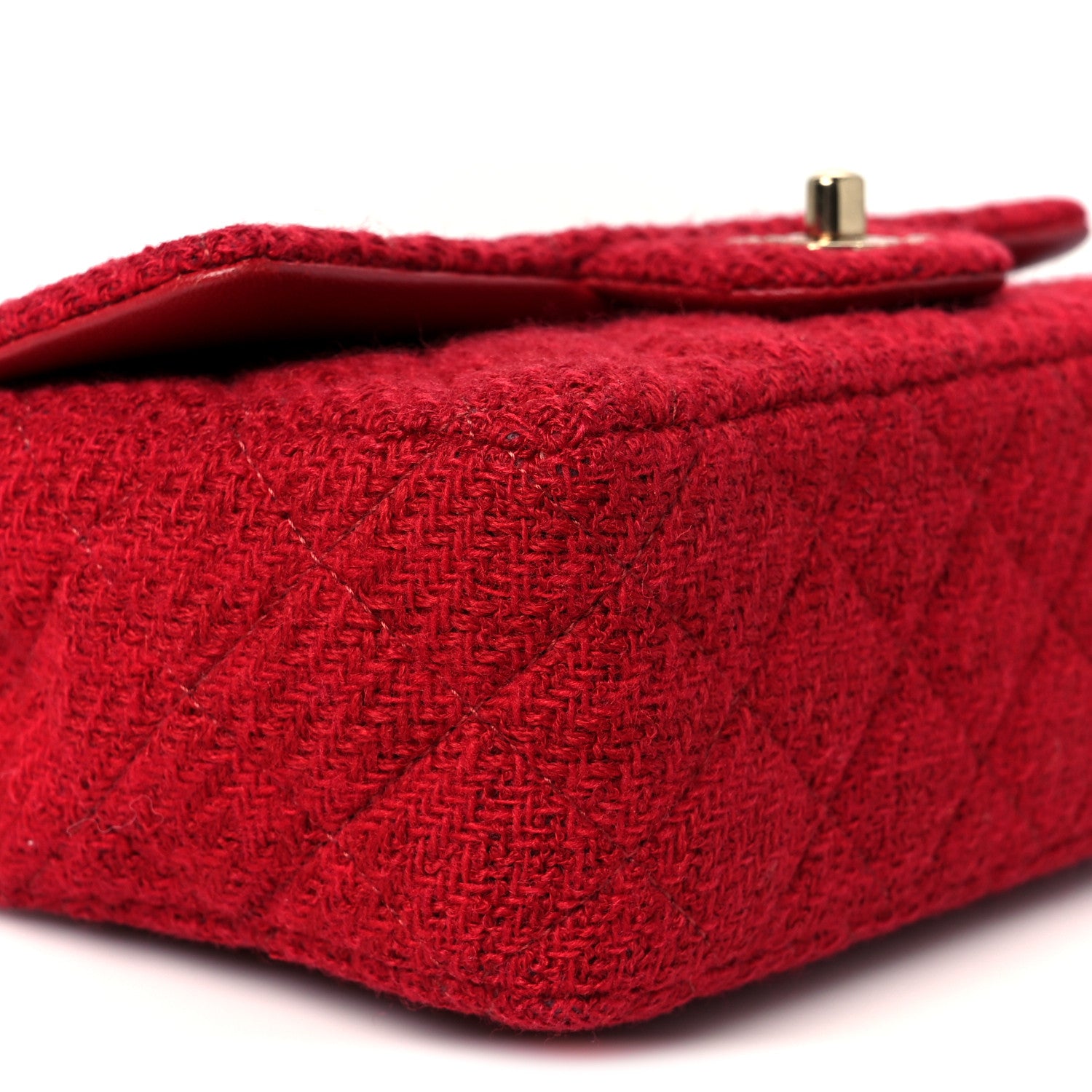 Chanel Tweed Quilted Mini Rectangular Flap Red 10 of 11