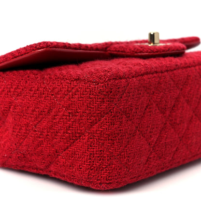 Chanel Tweed Quilted Mini Rectangular Flap Red 10 of 11