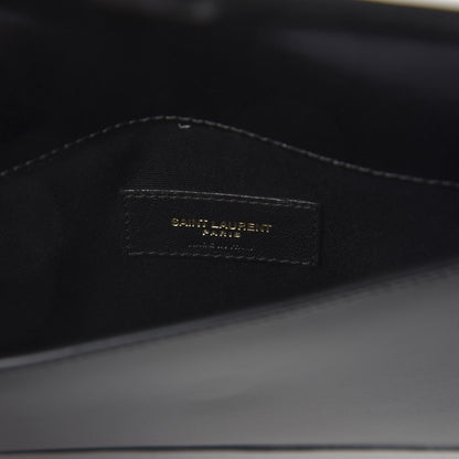 Saint Laurent Smooth Shiny Calfskin Monogram Uptown Pouch Black 9 of 10