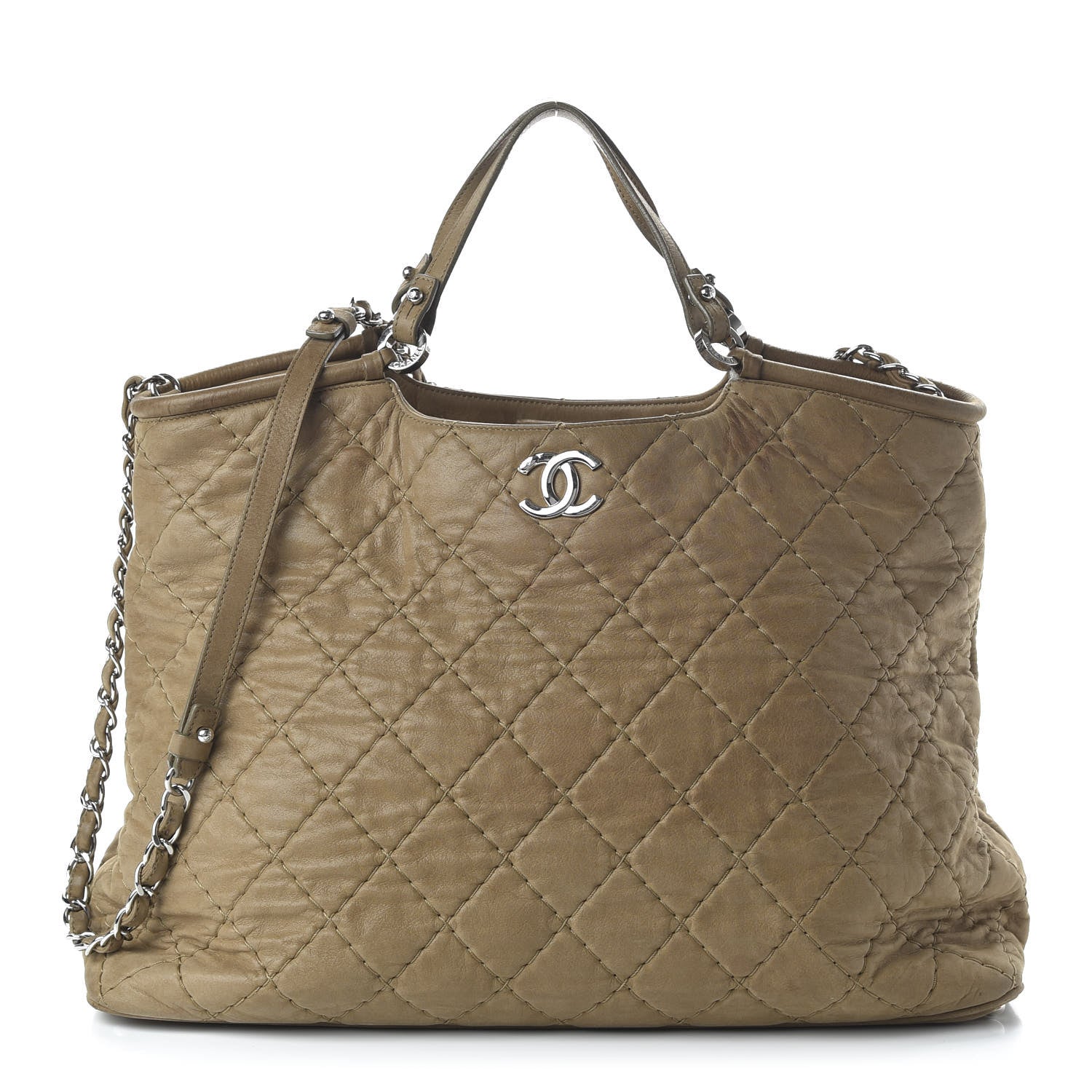 Chanel Iridescent Calfskin Quilted Large Sea Hit Tote Beige 1 of 10