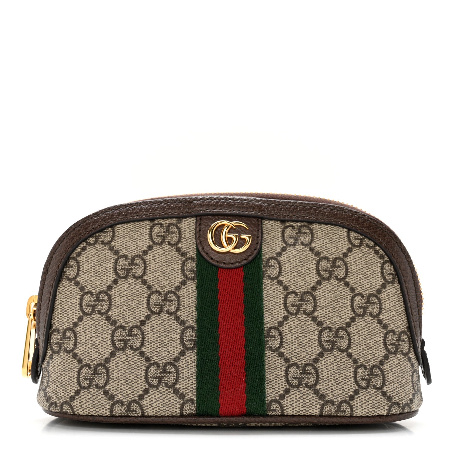 Gucci GG Supreme Monogram Textured Calfskin Web Medium Ophidia Cosmetic Case Beige Ebony New Acero 2 of 8
