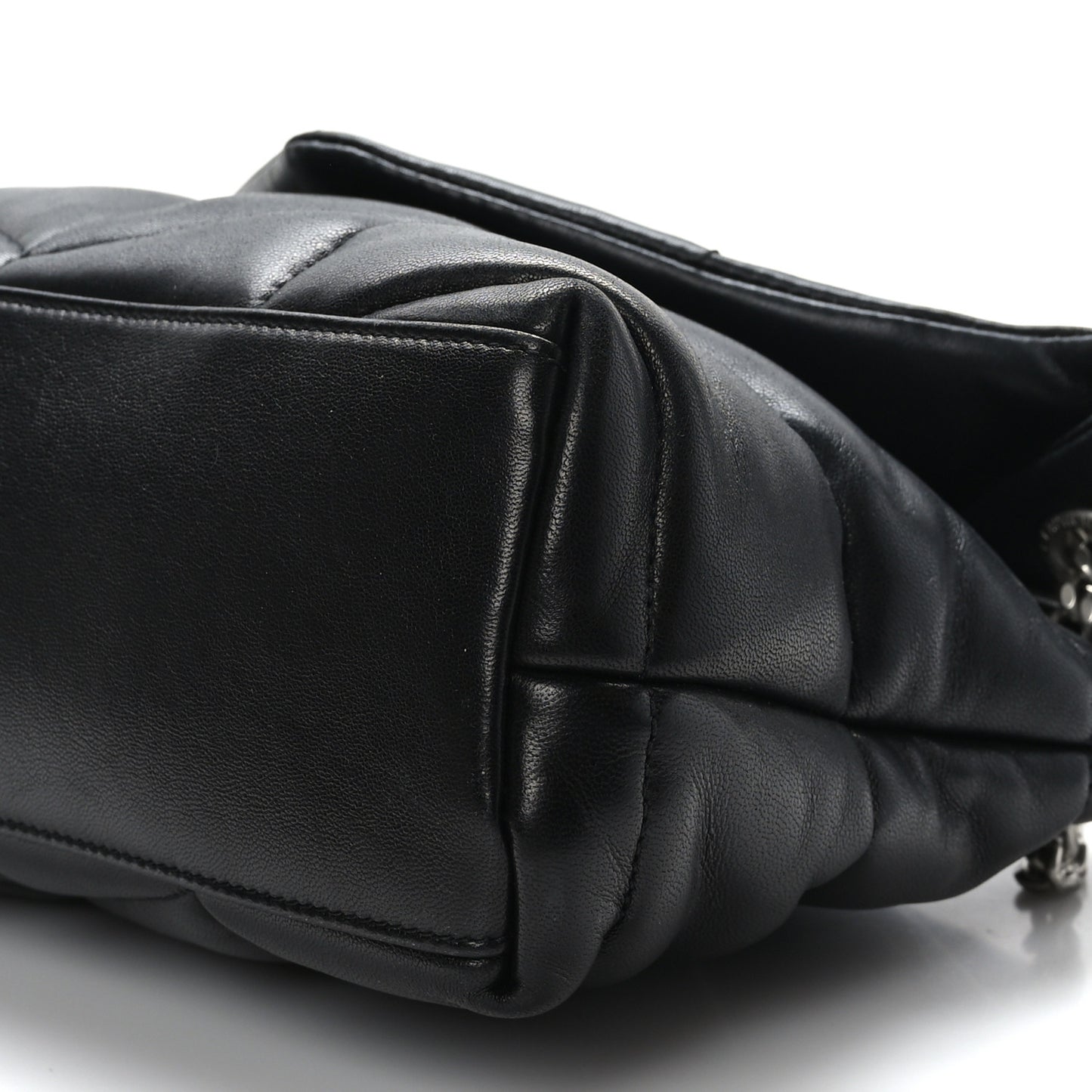 Lambskin Quilted Small Loulou Puffer Monogram Chain Satchel Black
