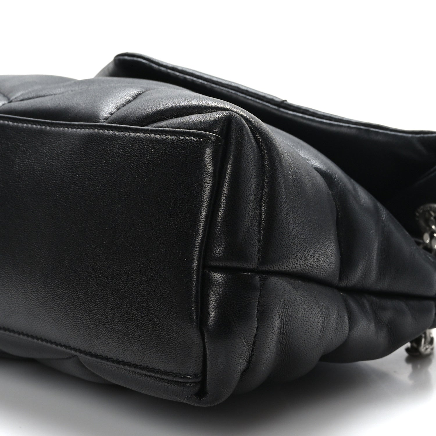 Saint Laurent Lambskin Quilted Small Loulou Puffer Monogram Chain Satchel Black 9 of 9