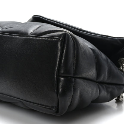 Saint Laurent Lambskin Quilted Small Loulou Puffer Monogram Chain Satchel Black 9 of 9