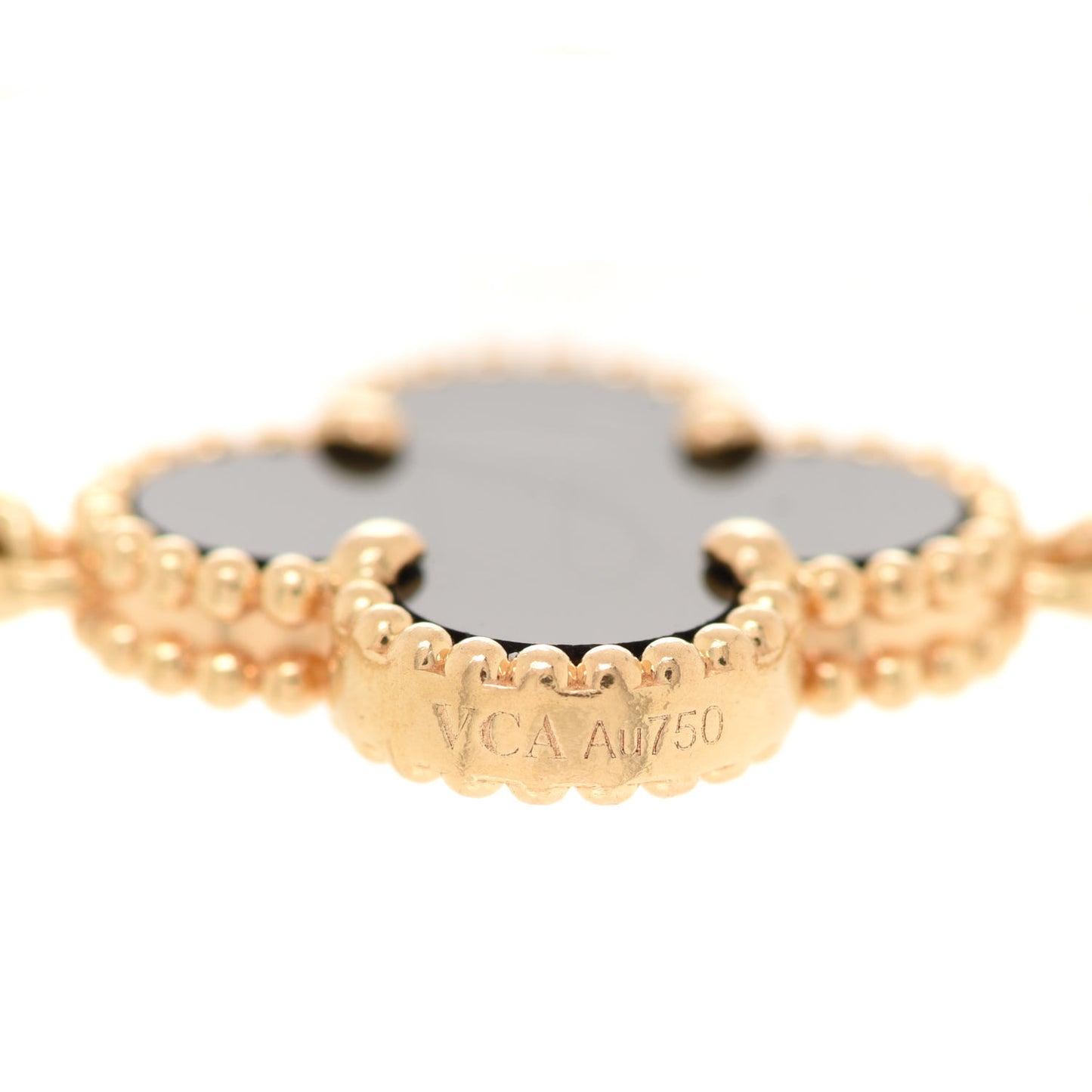 18K Yellow Gold Black Onyx 5 Motifs Vintage Alhambra Bracelet