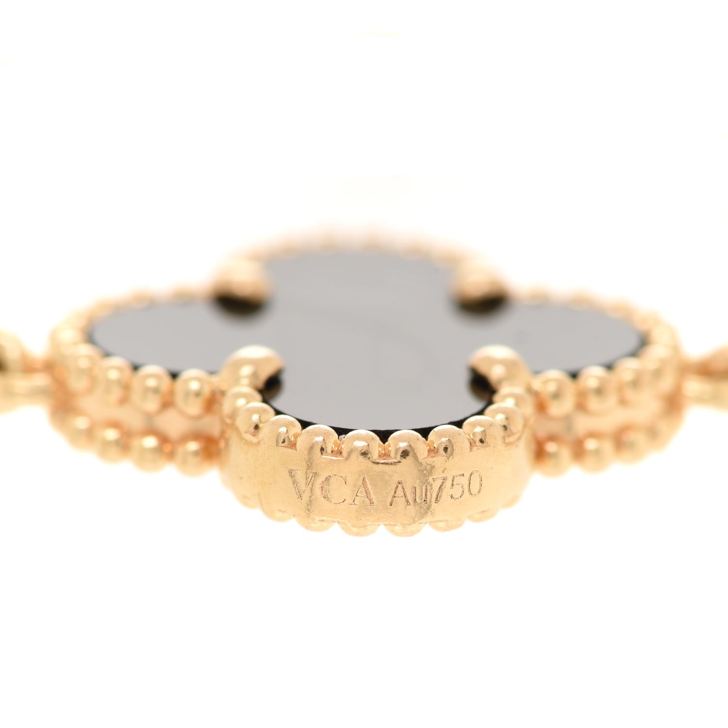 Van Cleef & Arpels 18K Yellow Gold Black Onyx 5 Motifs Vintage Alhambra Bracelet 4 of 7