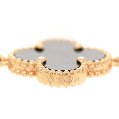 Van Cleef & Arpels 18K Yellow Gold Black Onyx 5 Motifs Vintage Alhambra Bracelet 4 of 7
