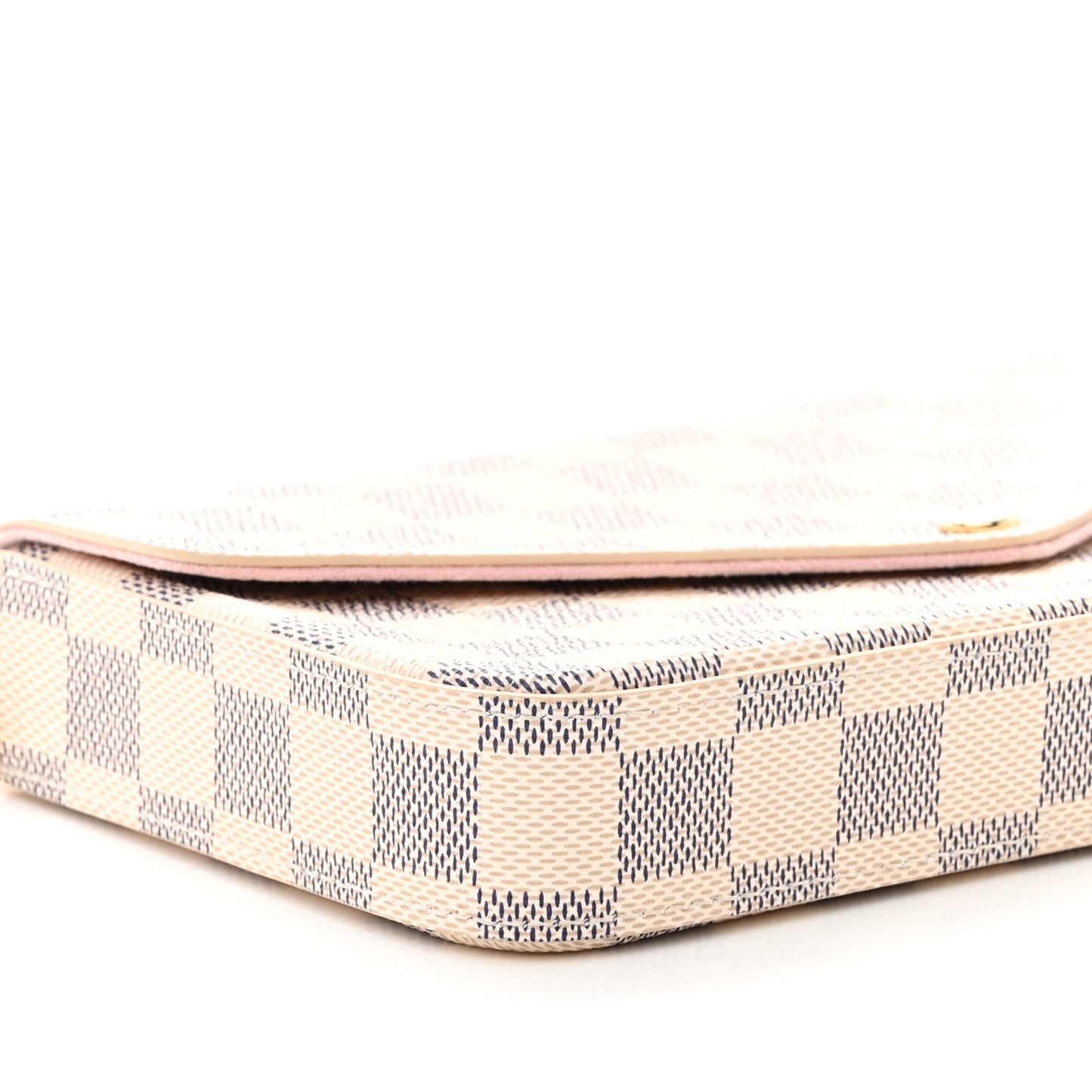 LOUIS VUITTON Damier Azur Pochette Felicie Chain Wallet Rose Ballerine