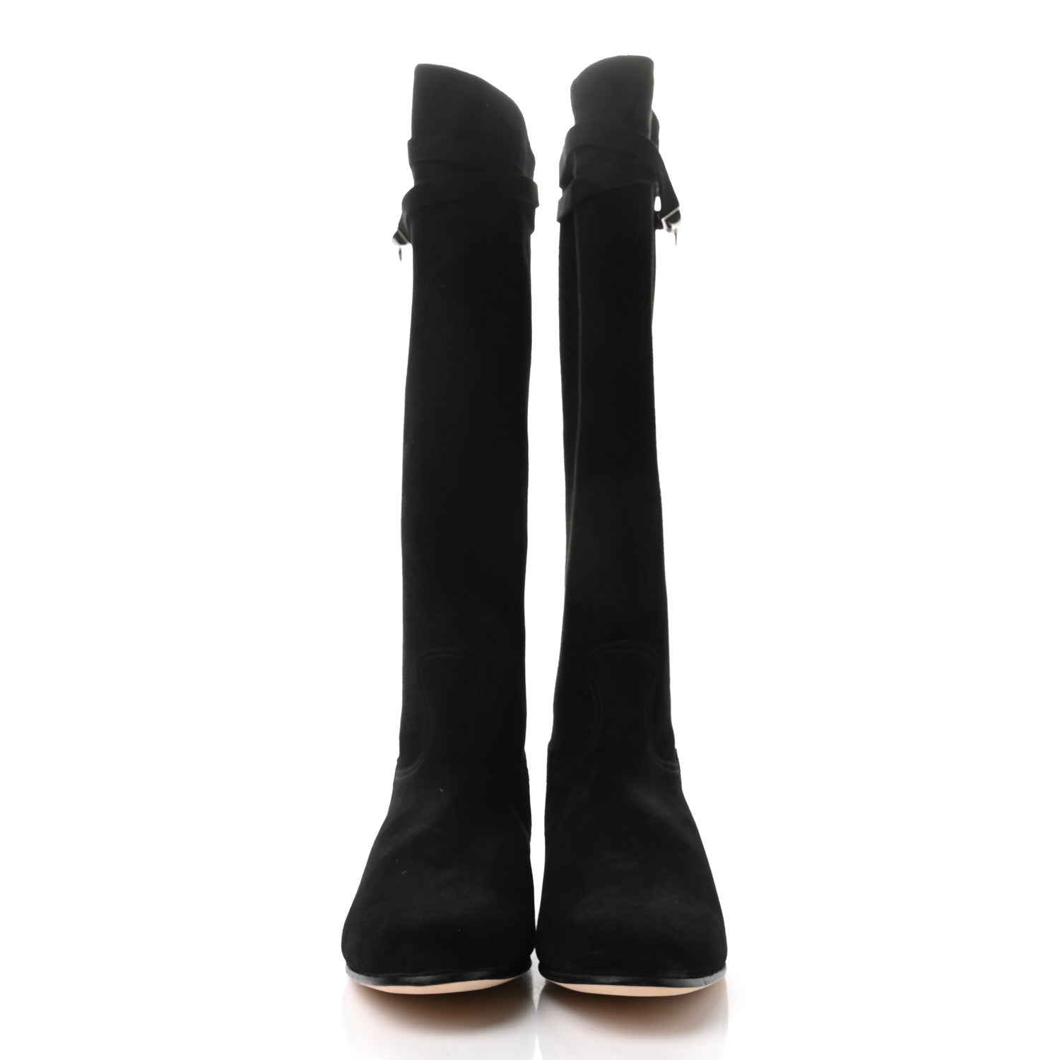 Hermes Suede Kelly Jumping Boots 38.5 Black 2 of 7