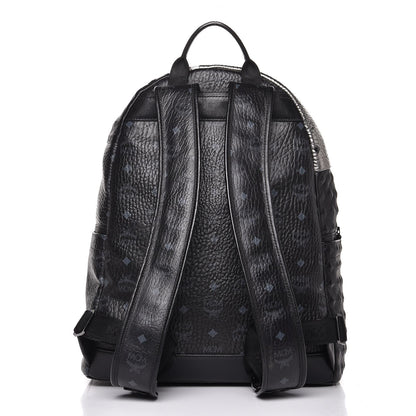 MCM Metallic Visetos Calfskin Medium Studded Munich Lion Stark Backpack Silver Black 26 of 28