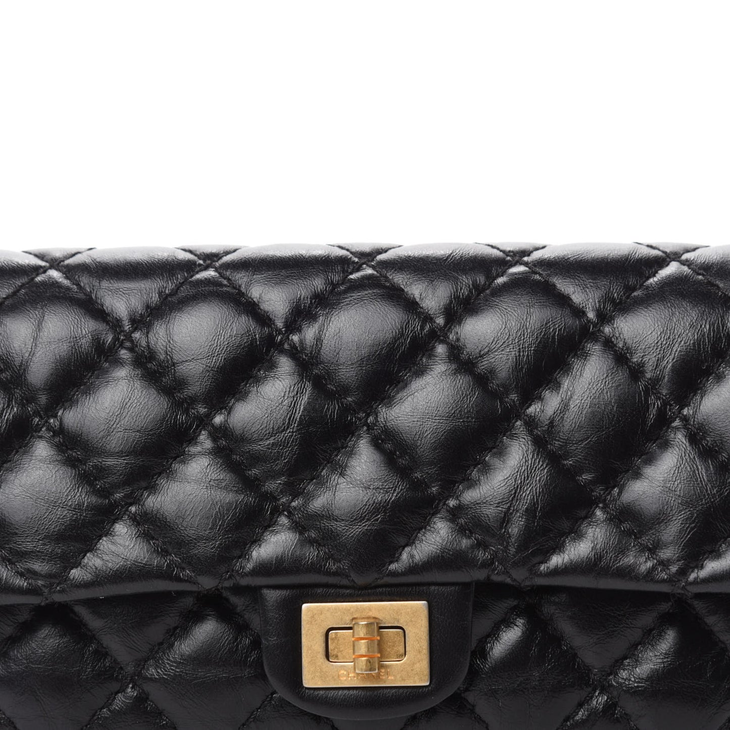 Aged Calfskin Quilted 2.55 Reissue Flap Belt Bag Clutch Black