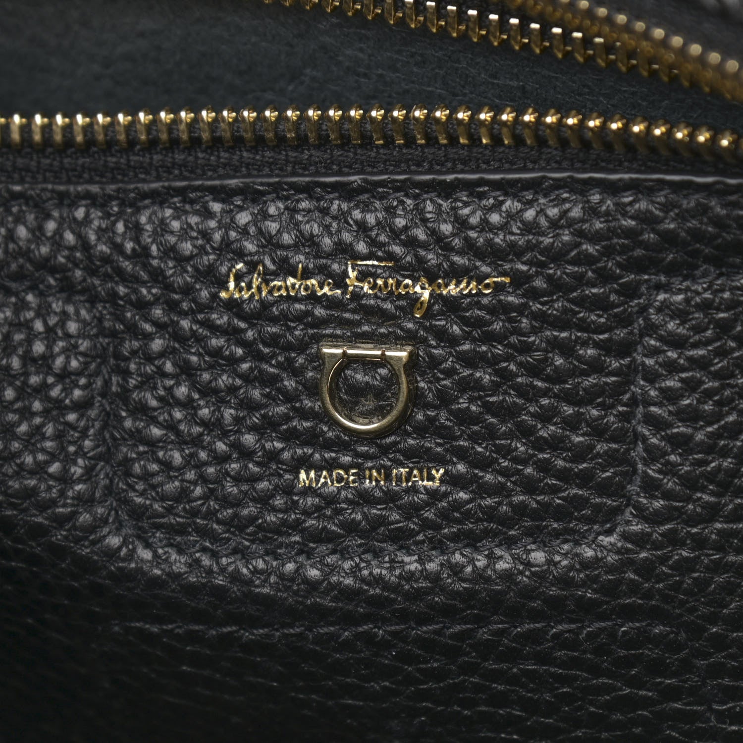 Salvatore Ferragamo Hammered Calfskin Double Handle Small Amy Tote Black 6 of 10