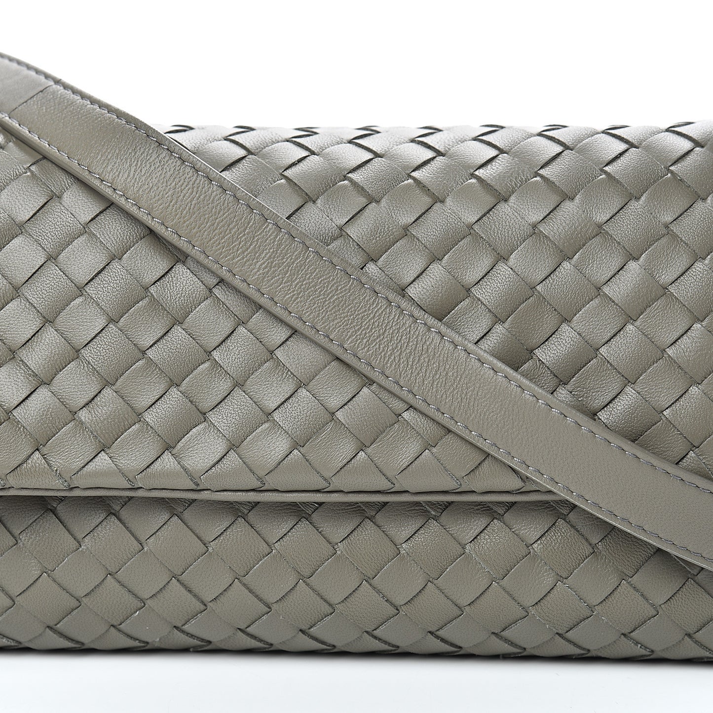 Nappa Intrecciato Flap Crossbody Grey