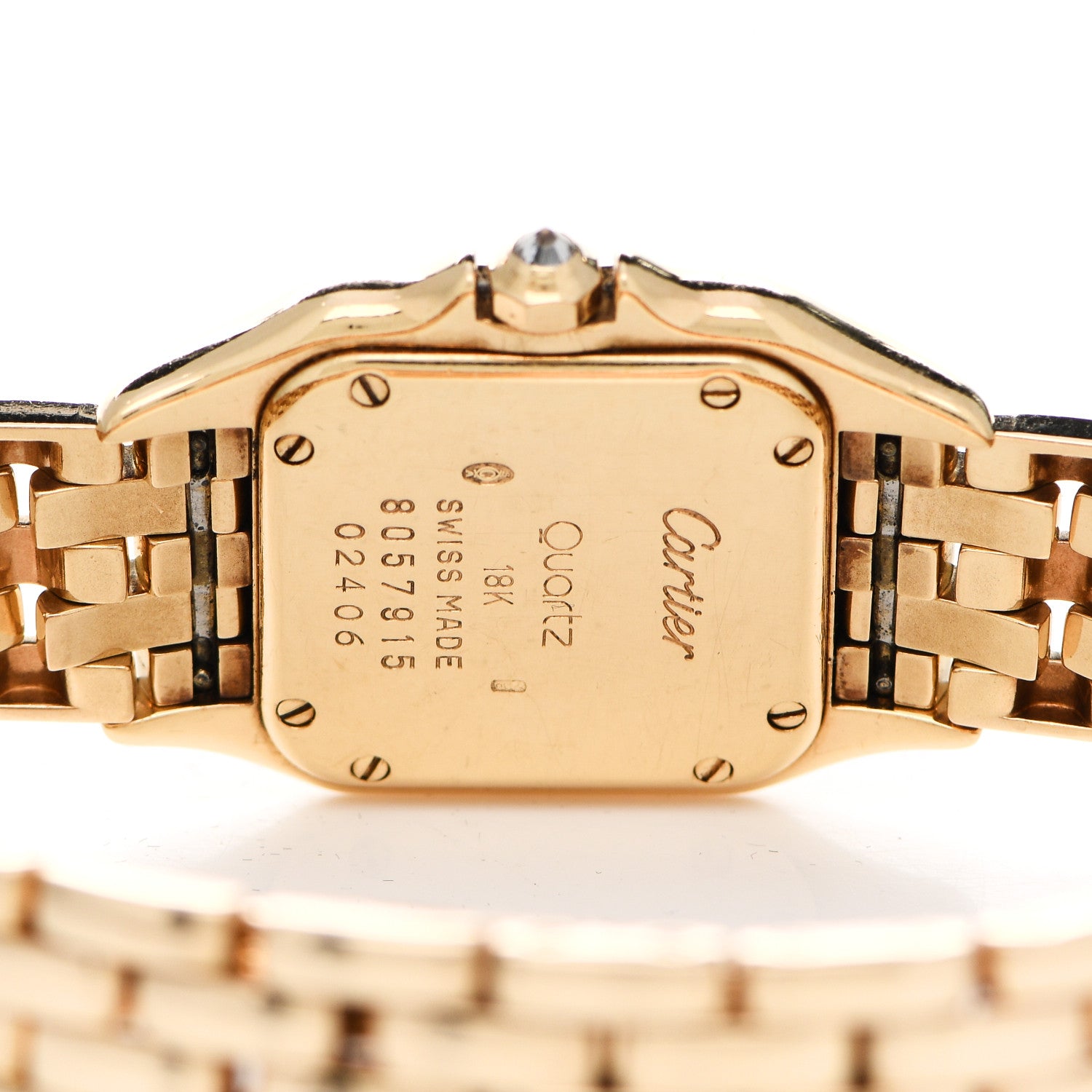 Cartier 18K Yellow Gold Diamond 22mm Double Row Panthere Quartz Watch 4 of 5