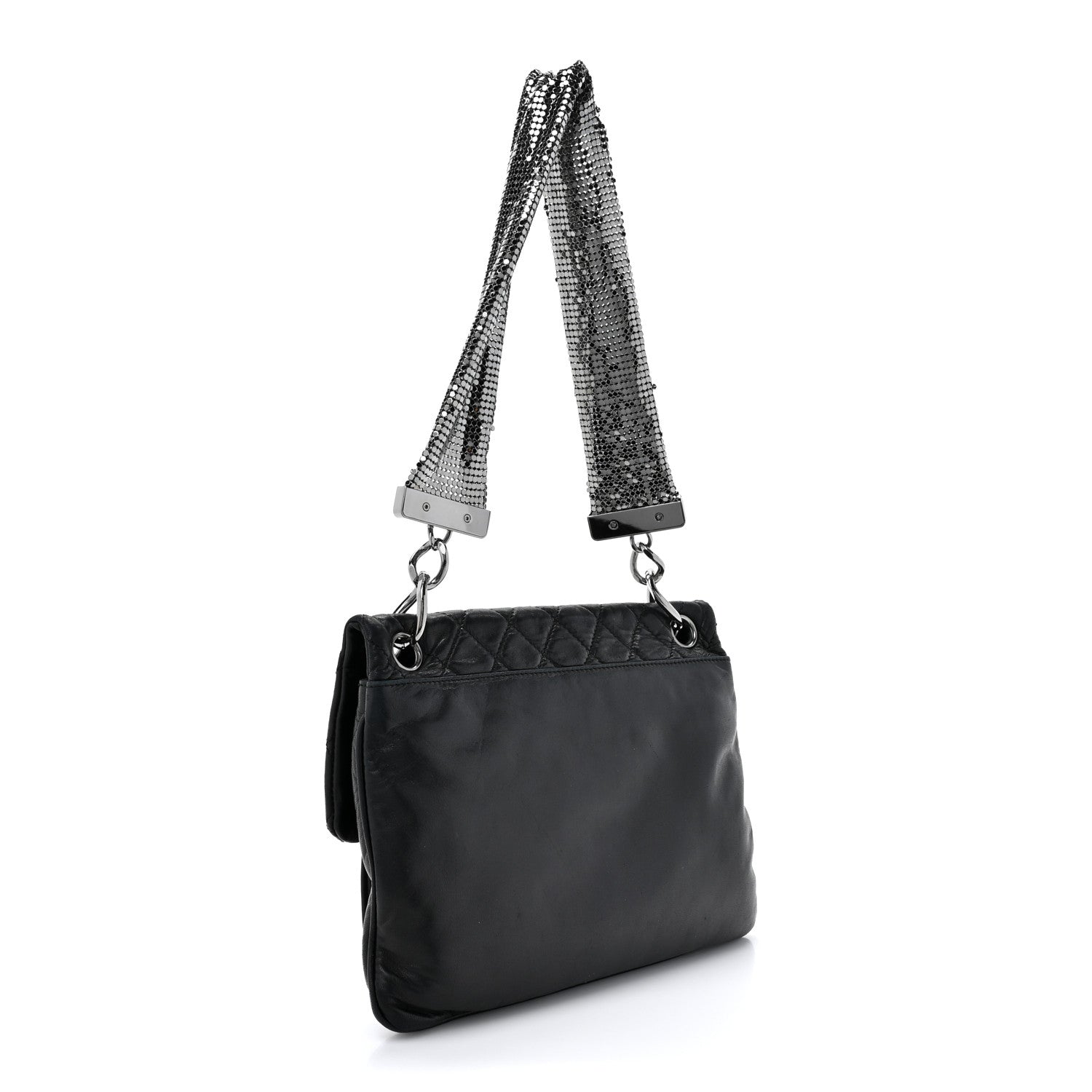 Chanel Lambskin Quilted Chain Mail Shoulder Bag Black 3 of 15