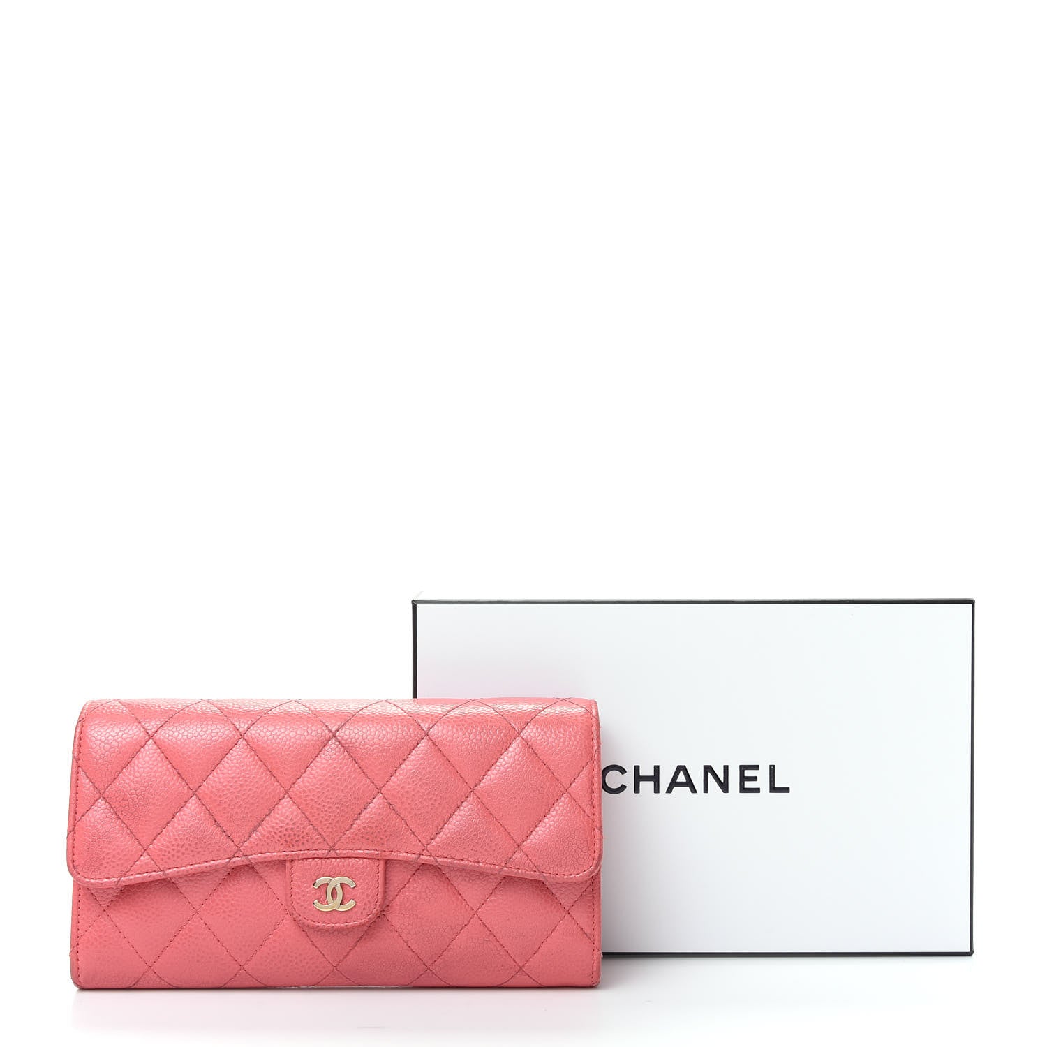Chanel Caviar Quilted Large Gusset Flap Wallet Pink 9 of 9