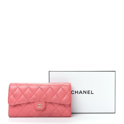 Chanel Caviar Quilted Large Gusset Flap Wallet Pink 9 of 9