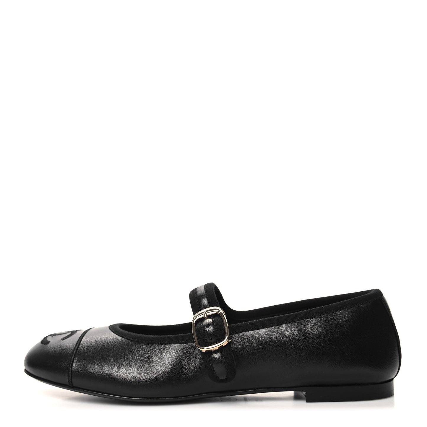 Lambskin Mary Jane Flats 36 Black