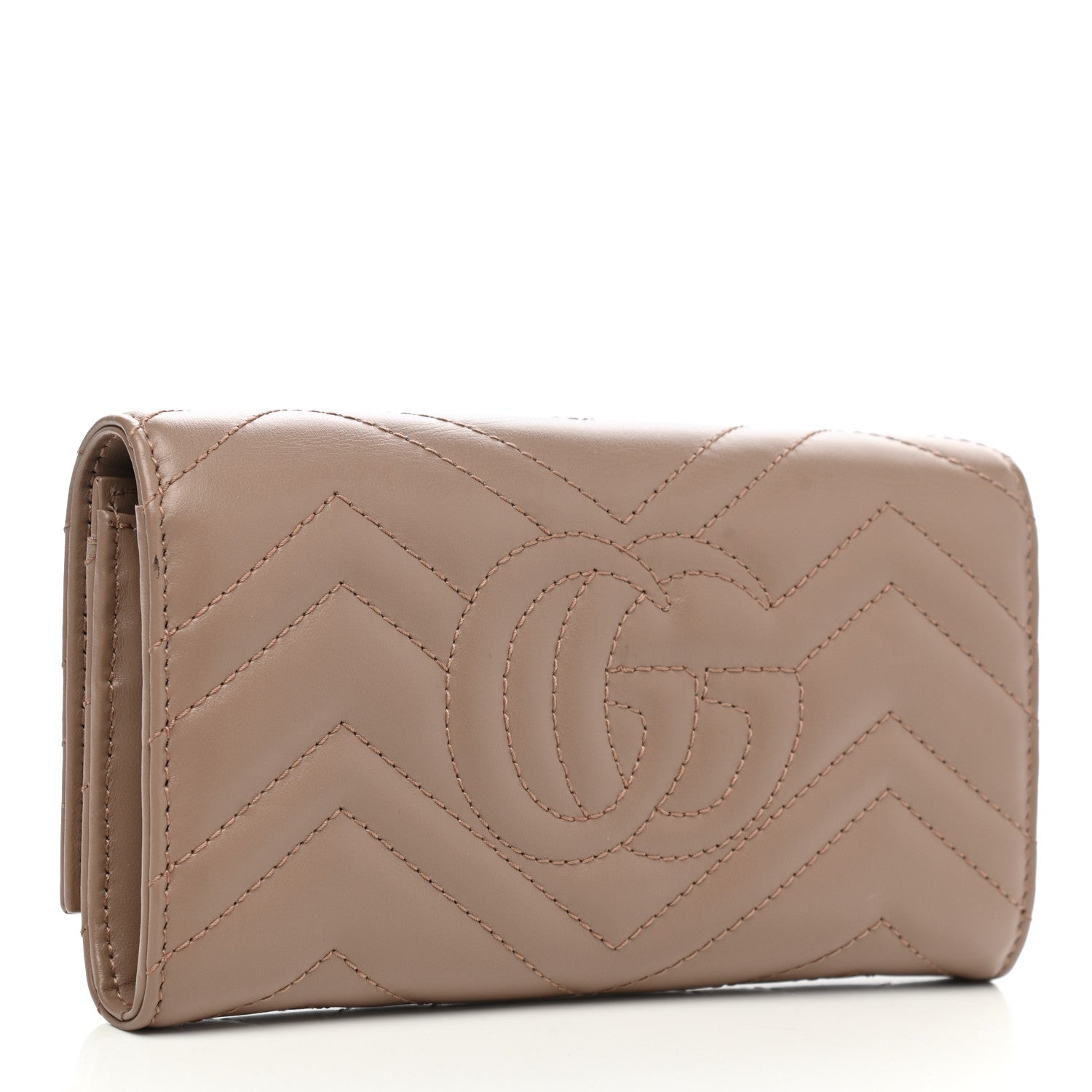 Gucci Calfskin Matelasse GG Marmont Continental Wallet Porcelain Rose 3 of 7