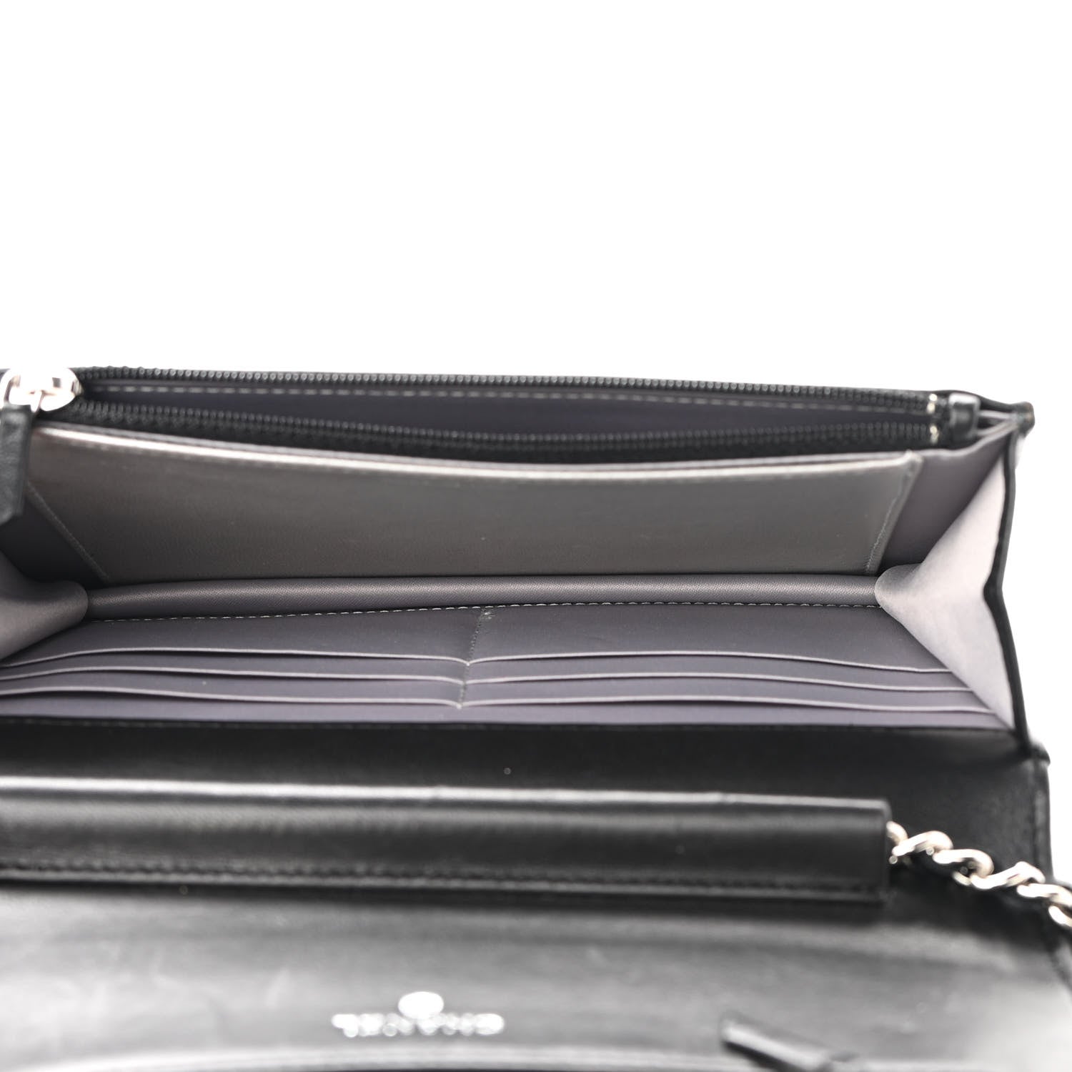 Chanel Lambskin Camellia Embossed Wallet on Chain WOC Black 5 of 11