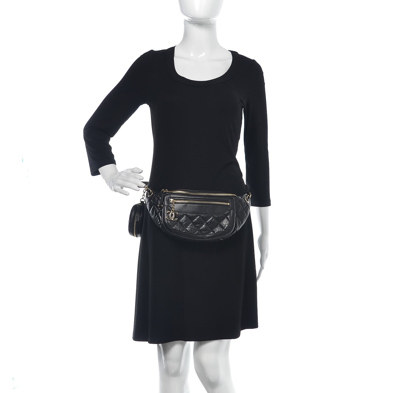 Chanel Aged Calfskin Quilted Waist Bag With Coin Purse Black 2 of 10