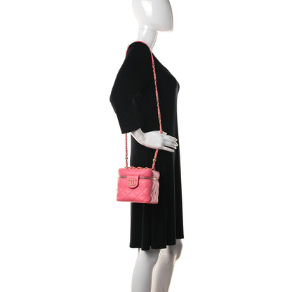 Chanel Calfskin Quilted Small Vanity Case With Chain Coral Pink 2 of 13