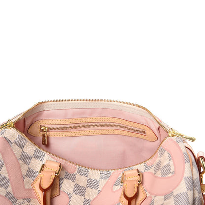 Louis Vuitton Damier Azur Tahitienne Speedy Bandouliere 30 Rose Ballerine 9 of 9