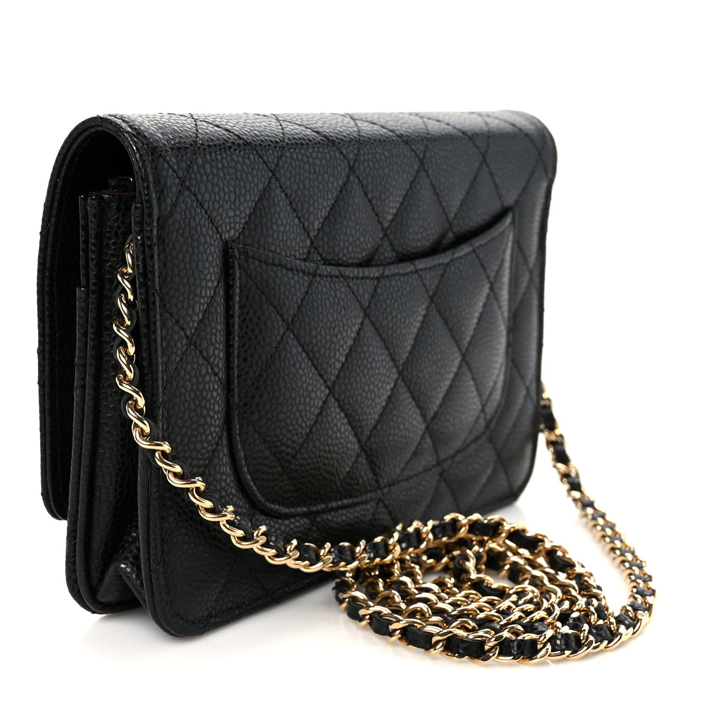 Caviar Quilted CC Turnlock Wallet On Chain WOC Black