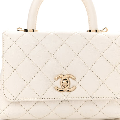 Chanel Caviar Quilted Extra Mini Coco Handle Flap White 8 of 14