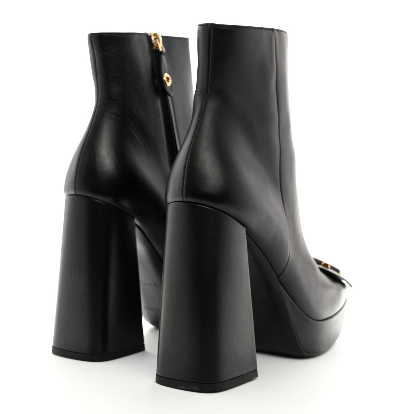 Calfskin Shake Platform Ankle Boots 39 Black
