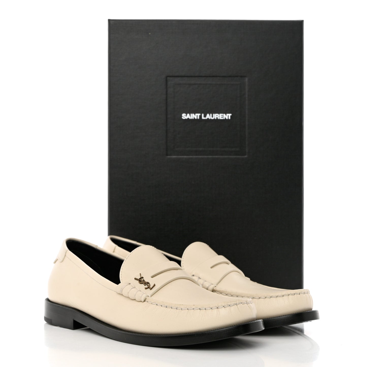 Calfskin Penny Loafers 36.5 Pearl