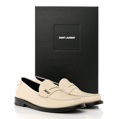 Saint Laurent Calfskin Penny Loafers 36.5 Pearl 9 of 9