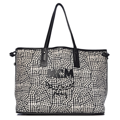 MCM Visetos Large Liz Reversible Shopper Tote Black 4 of 19