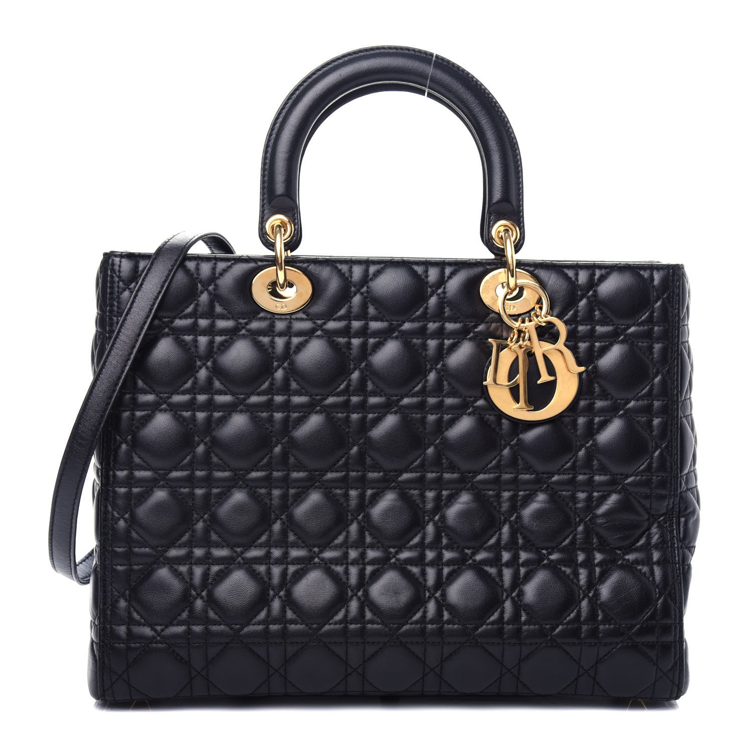 Christian Dior Lambskin Cannage Large Lady Dior Black 1 of 11