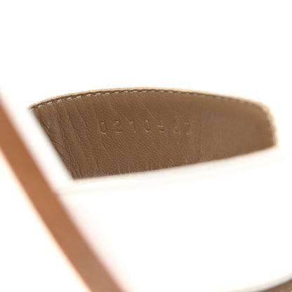 Hermes Box Calfskin Oran Sandals 37.5 White 8 of 10