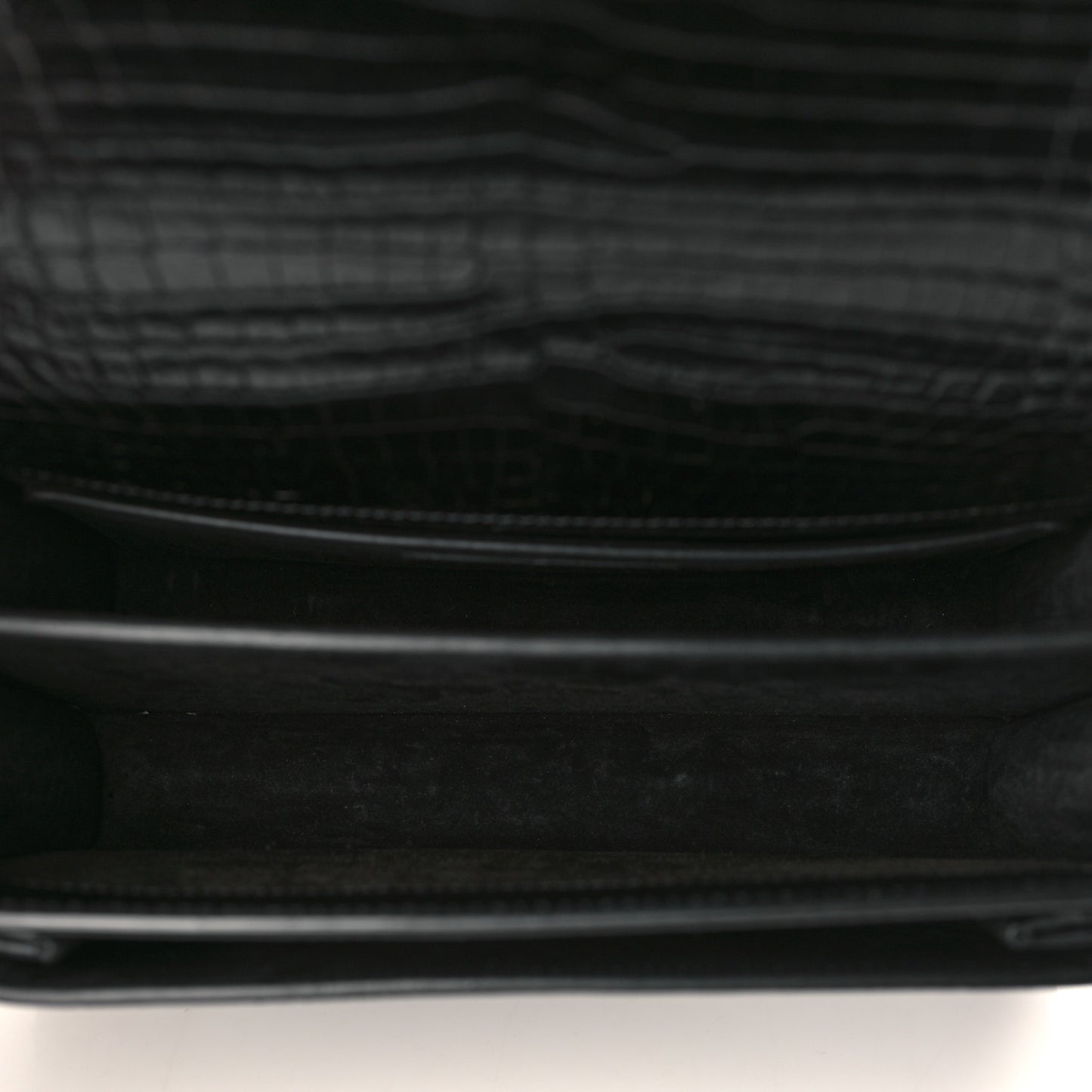 Calfskin Crocodile Embossed Medium Monogram Sunset Black