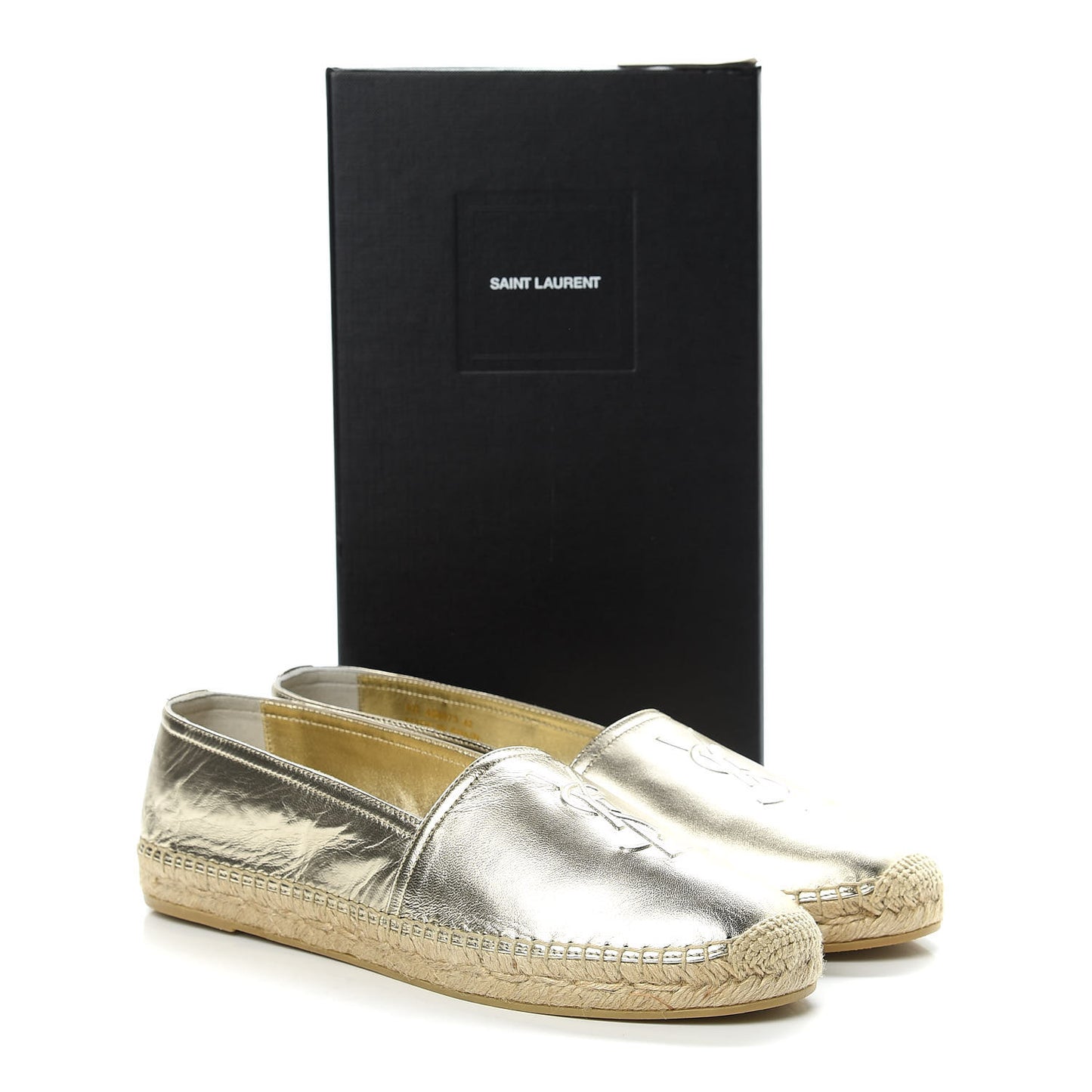 Metallic Lambskin Monogram Espadrilles 42 Gold