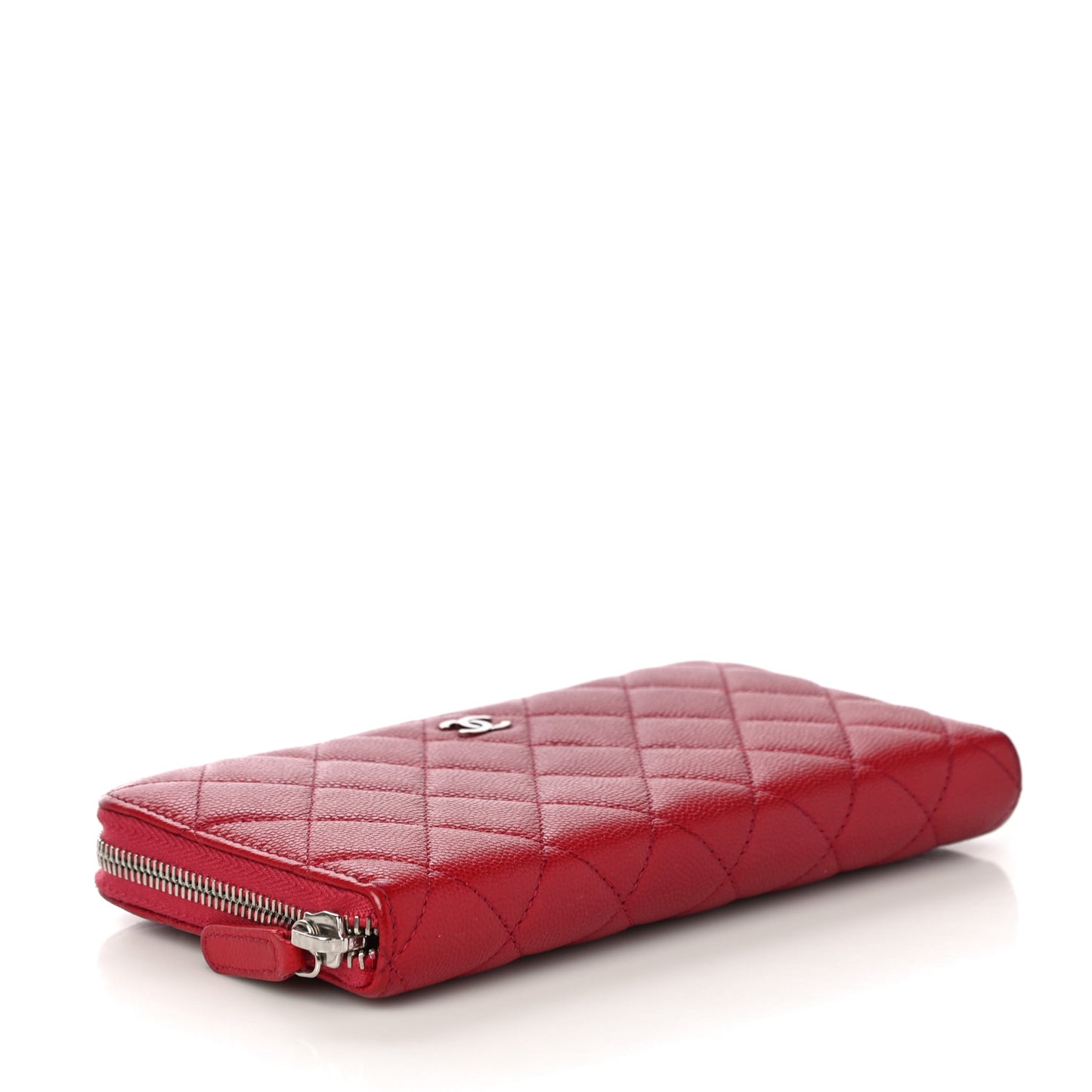 Caviar Quilted Large Gusset Zip Around Wallet Red