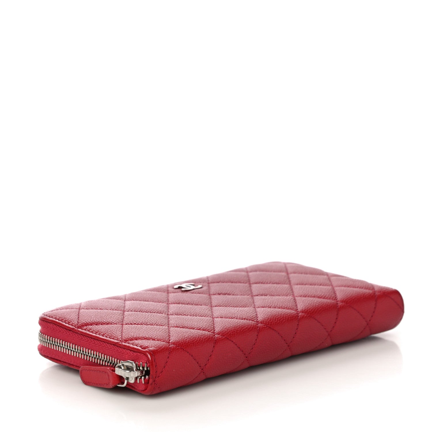 Chanel Caviar Quilted Large Gusset Zip Around Wallet Red 4 of 18
