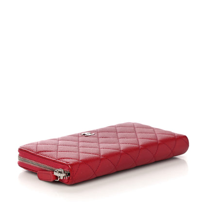 Chanel Caviar Quilted Large Gusset Zip Around Wallet Red 4 of 18